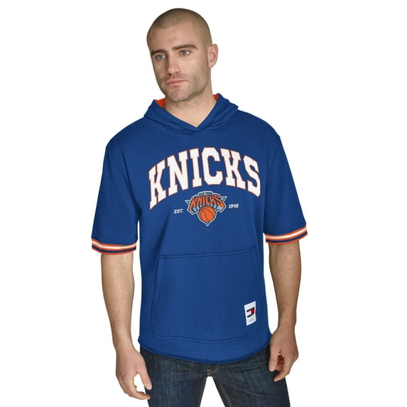 Men's Tommy Jeans Blue New York Knicks Paul French Terry Short Sleeve Pullover Hoodie