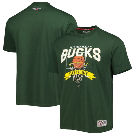 Men's Tommy Jeans Hunter Green Milwaukee Bucks Tim Backboard T-Shirt