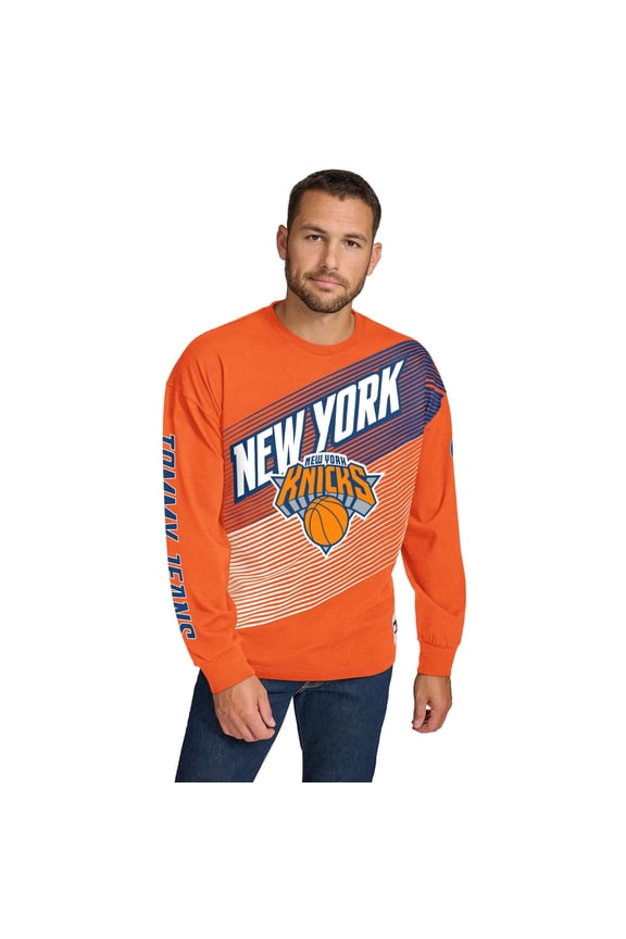 Men's Tommy Jeans Orange New York Knicks Lucas Long Sleeve T-Shirt