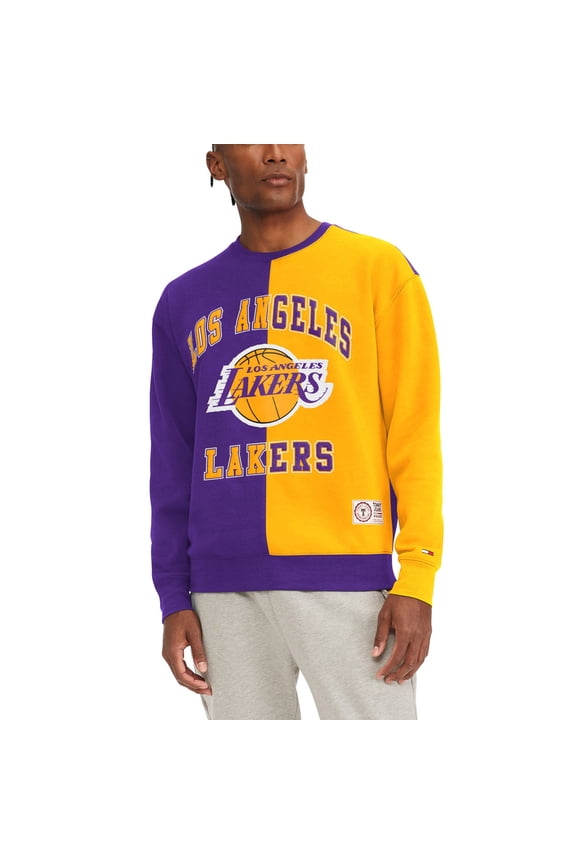 Men's Tommy Jeans Purple/Gold Los Angeles Lakers Keith Split Pullover Sweatshirt