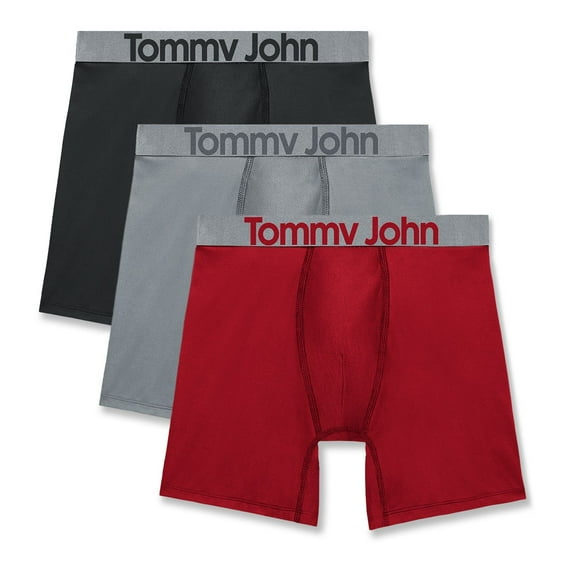 Men's Tommy John 3-Pack Sport Boxer Briefs Color: Black Monument Red Size: M