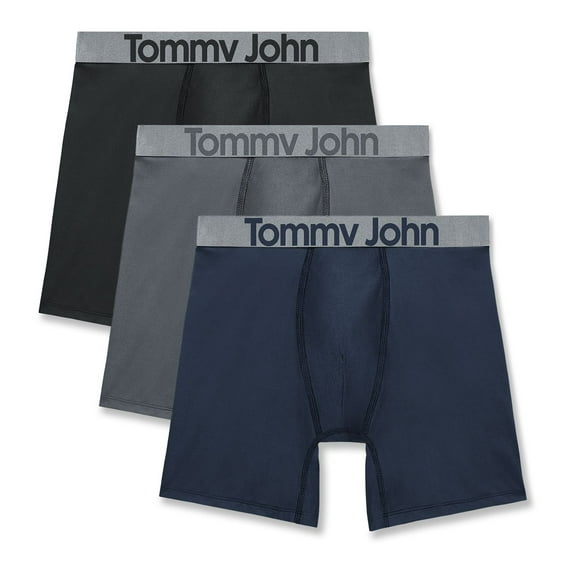 Men's Tommy John 3-Pack Sport Boxer Briefs Color: Black Turb Dress Blues Size: S