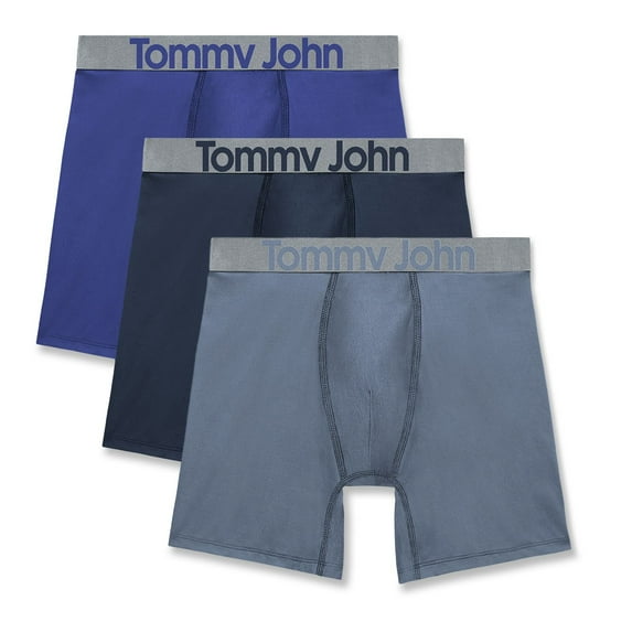 Men's Tommy John 3-Pack Sport Boxer Briefs Color: Blue Quartz Blues Trop Size: L
