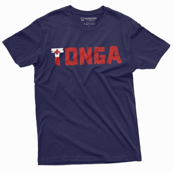 Men's Tonga T-shirt Kingdom of Tonga Country Nation Tee Shirt (Large Navy Blue)