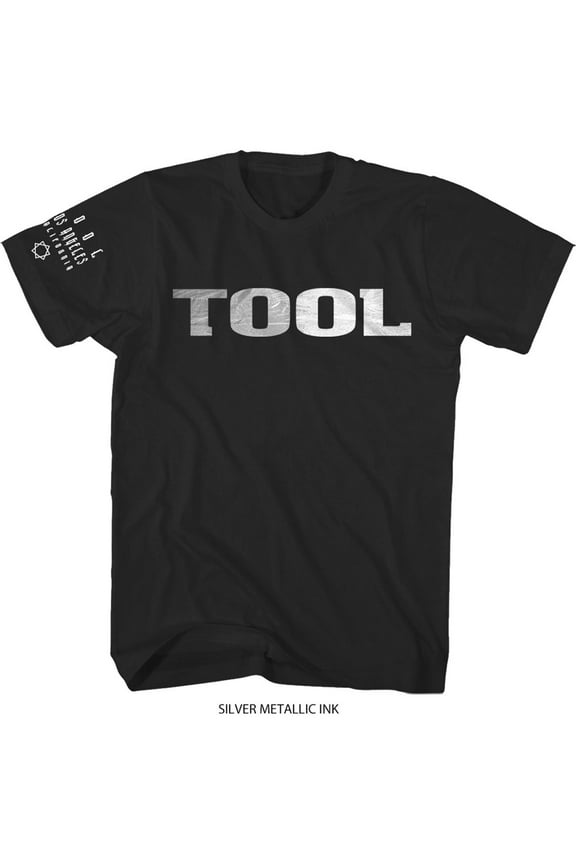Men's Tool Metallic Silver Logo T-shirt Small Black