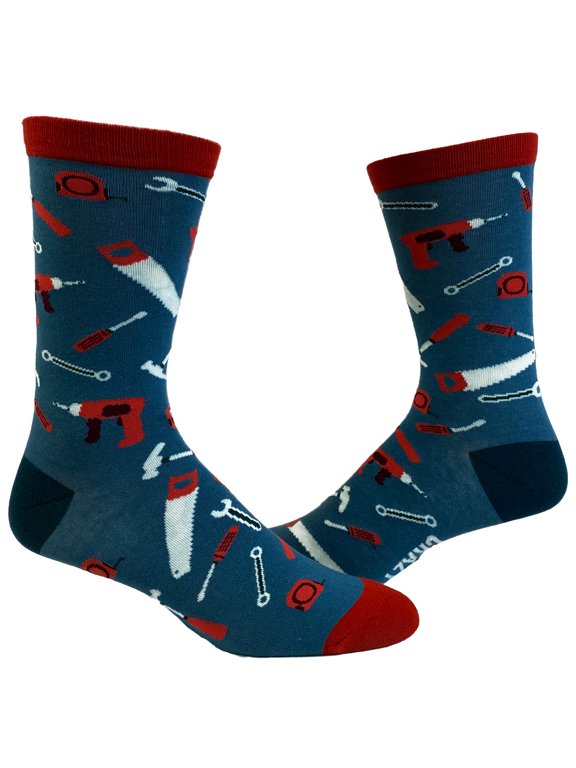 Men's Tools Socks Funny Fathers Day Handyman Hammer Screwdriver Graphic Novelty Footwear