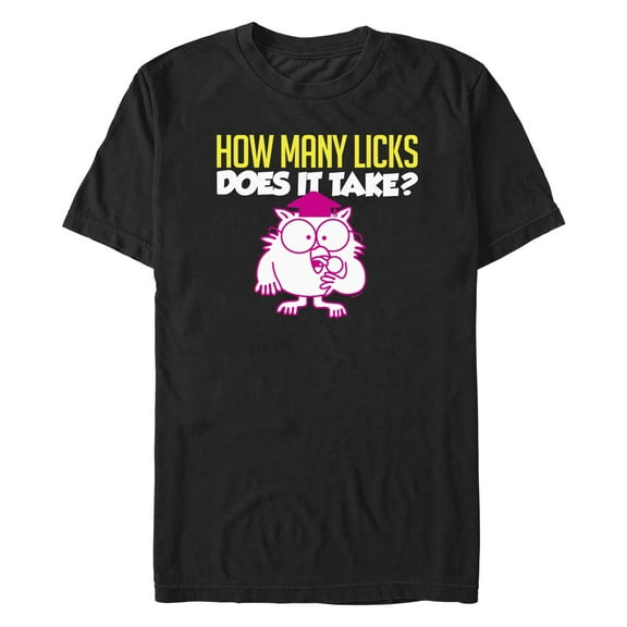 Men's Tootsie Pop Mr. Owl How Many Licks Does It Take  Graphic Tee Black Large