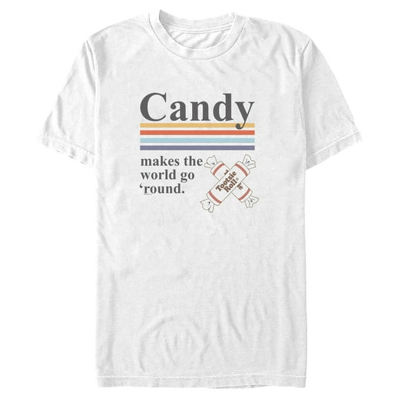 Men's Tootsie Roll Candy Makes the World Go Round  Graphic Tee White 2X Large