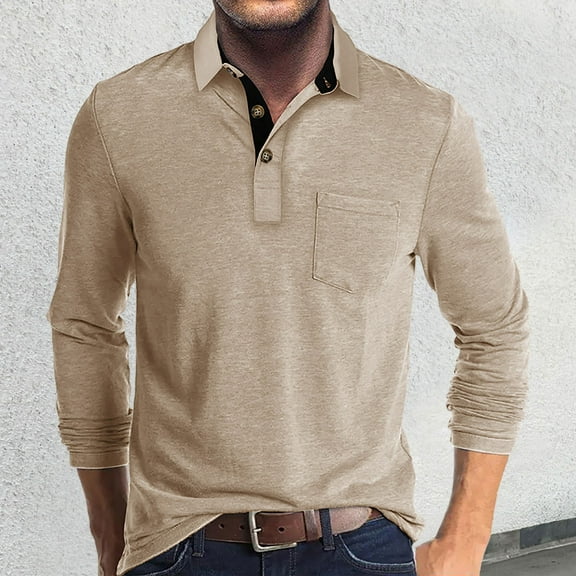 Men's Top Autumn and Winter Solid Color Lapel Long Sleeve Button Neck Striped Oversized T Shirt Polyester 3D Printing Regular Fit for Women and Juniors