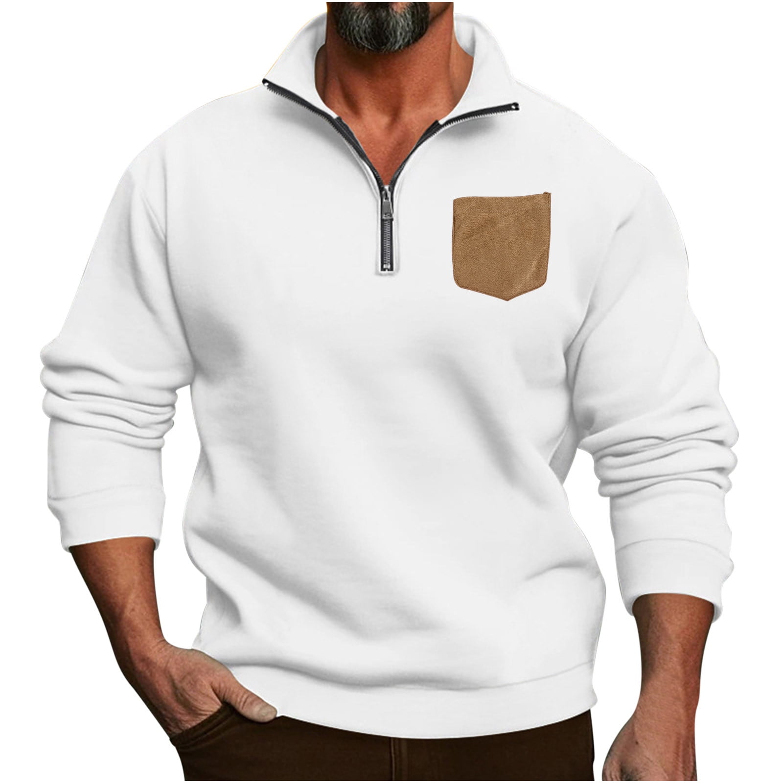 Men s Top Coat Clearance Zip Up Sweatshirts for Men Casual Coats Pullover Hoodie Pocket Solid Color Half Cut Half Zip Man Long Sleeve Hoodless Casual Outwear Jackets Walmart