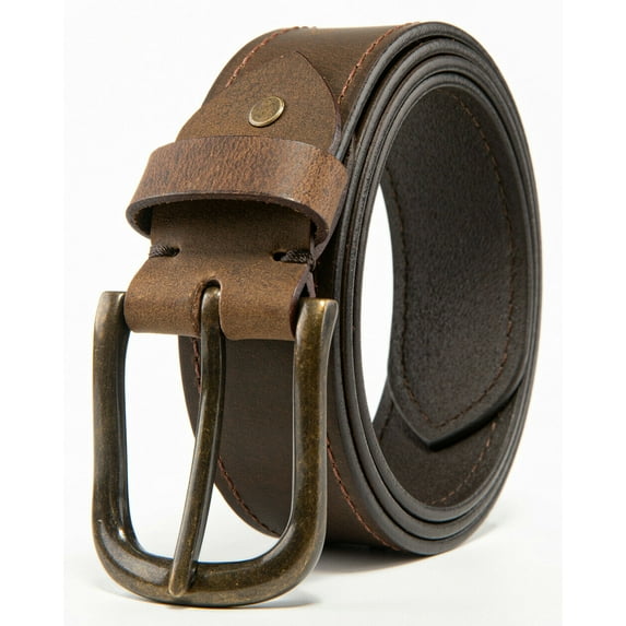 Men’s Top Grain Leather Belts Casual Jeans Solid Belts for Men 1.5inch Width