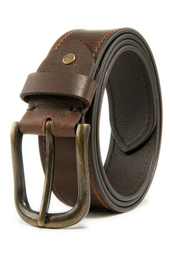 Men’s Top Grain Leather Belts Casual Jeans Solid Belts for Men 1.5inch Width