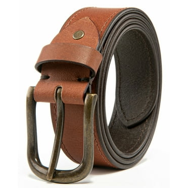 Men’s Top Grain Leather Belts Casual Jeans Solid Belts for Men 1.5inch Width