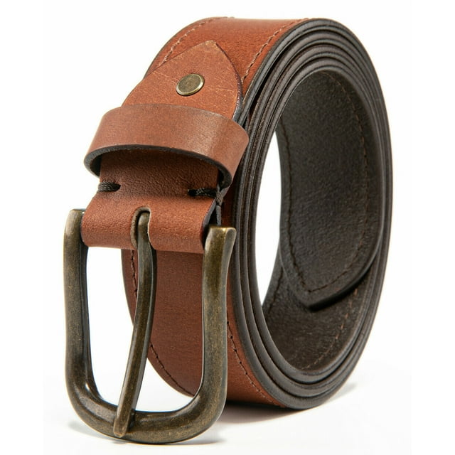 Men’s Top Grain Leather Belts Casual Jeans Solid Belts for Men 1.5inch ...