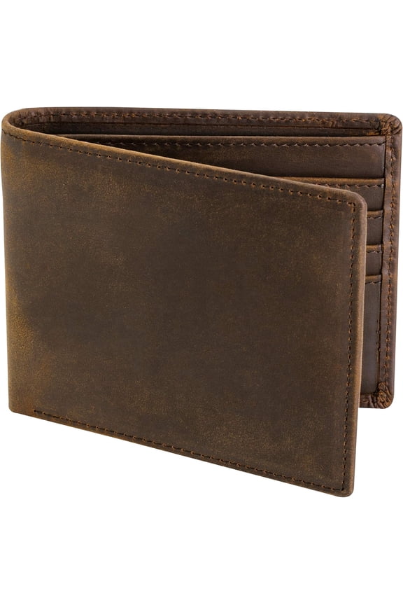 Men's Top Grain Leather Wallet | RFID Blocking | Bifold | 2 ID Windows | 8 Card Slots | Slim Billfold | Gift For Him