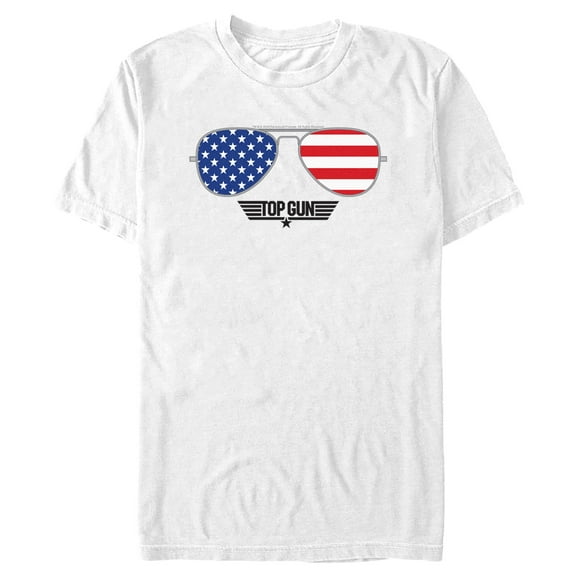 Men's Top Gun American Flag Aviator Sunglasses Logo  Graphic T-Shirt