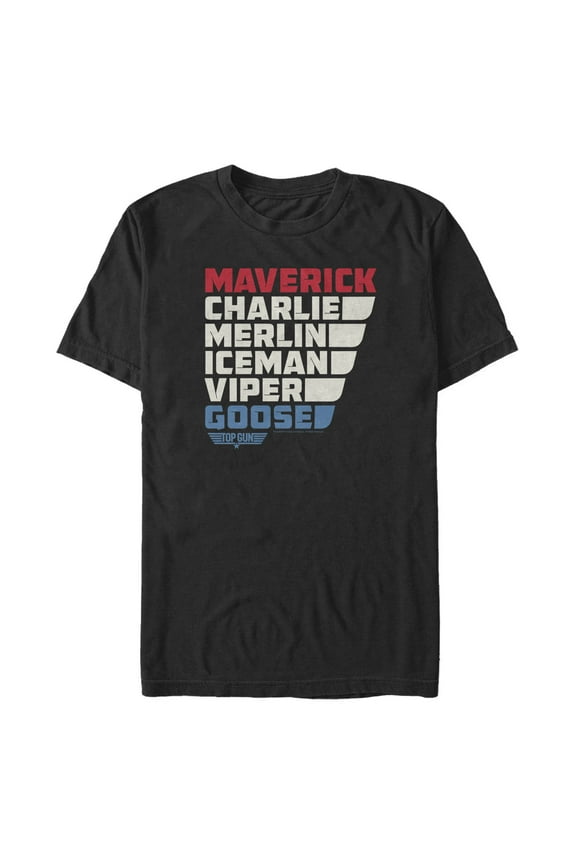 Men's Top Gun Character Name Stack  Graphic T-Shirt