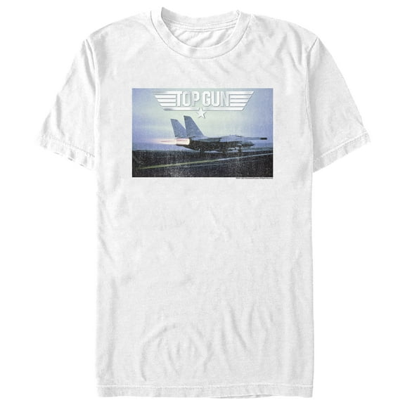 Men's Top Gun Fighter Jet Ready for Takeoff Distressed  Graphic T-Shirt