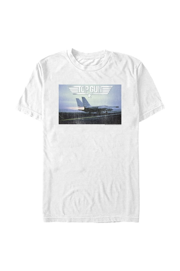Men's Top Gun Fighter Jet Ready for Takeoff Distressed  Graphic T-Shirt