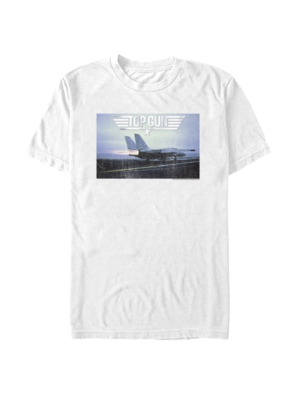 Men's Top Gun Fighter Jet Ready for Takeoff Distressed Graphic T-Shirt
