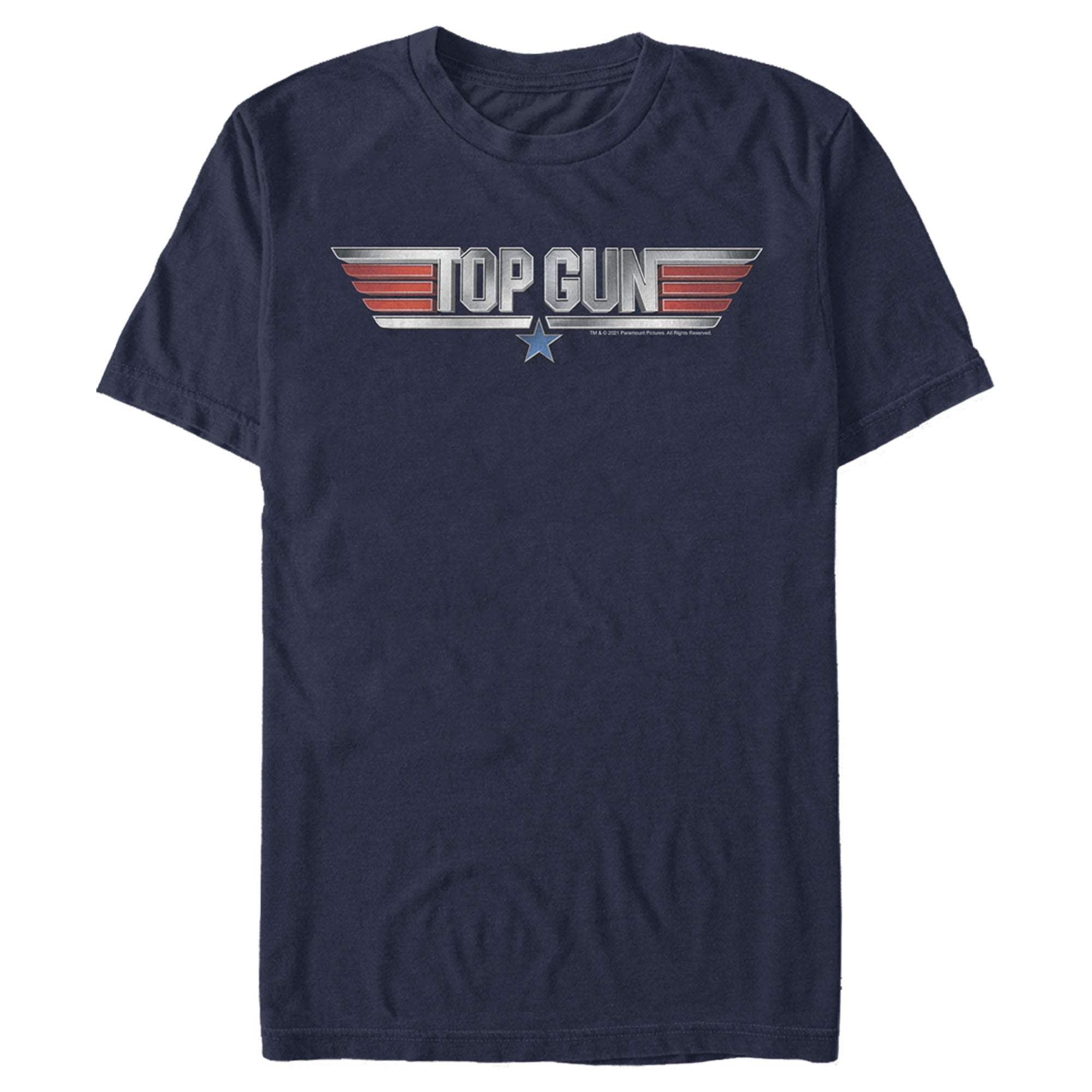 Men\'s Top Gun Shiny 3D Logo Graphic Tee Navy Blue Small