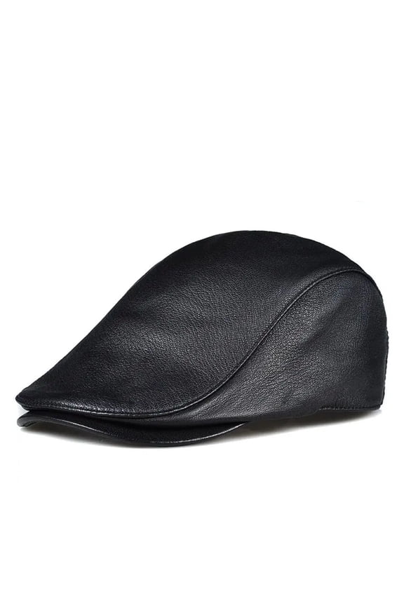 Men's Top Layer Cowhide Leather Hat Winter Berets Male Warm Ear Protection Cap 100% Genuine Leather Dad Hat Leisure ,Traditional Style