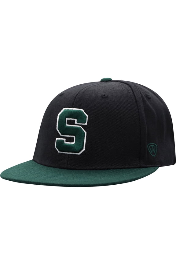 Men's Top of the World Black/Green Michigan State Spartans Team Color Two-Tone Fitted Hat