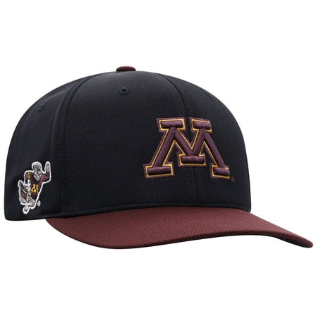 Men's-Top of the World  Black Minnesota Golden Gophers Reflex Fitted Hat