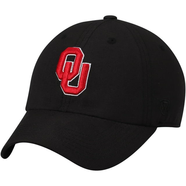 Men's Top of the World Black Oklahoma Sooners Primary Logo Staple Adjustable Hat