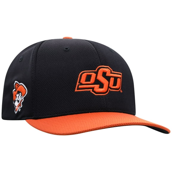 Men's-Top of the World  Black Oklahoma State Cowboys Reflex Fitted Hat
