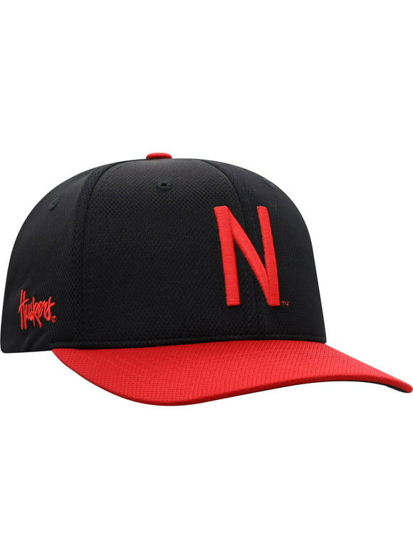 Men's Top of the World Black/Scarlet Nebraska Huskers Two-Tone Reflex Hybrid Tech Flex Hat