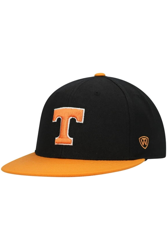 Men's Top of the World Black/Tennessee Orange Tennessee Volunteers Team Color Two-Tone Fitted Hat