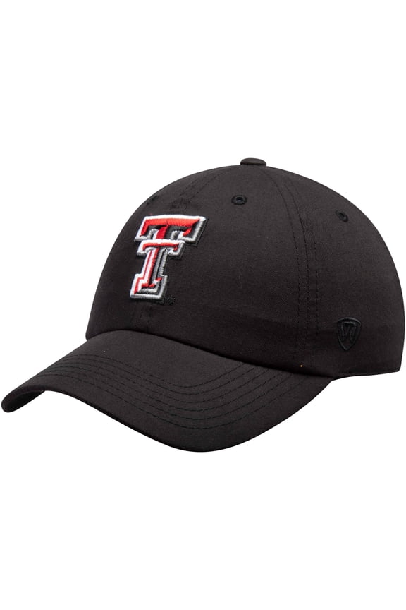 Men's Top of the World Black Texas Tech Red Raiders Primary Logo Staple Adjustable Hat