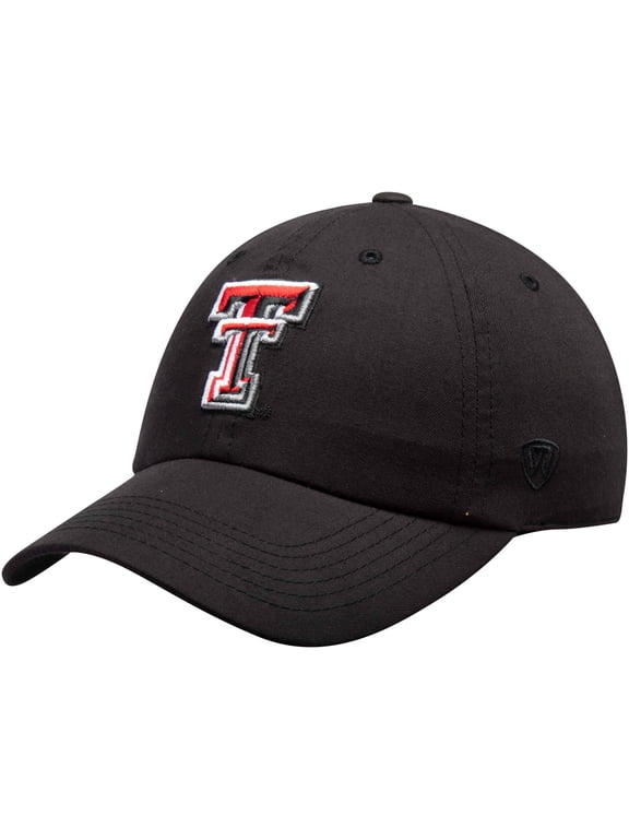 Men's Top of the World Black Texas Tech Red Raiders Primary Logo Staple Adjustable Hat