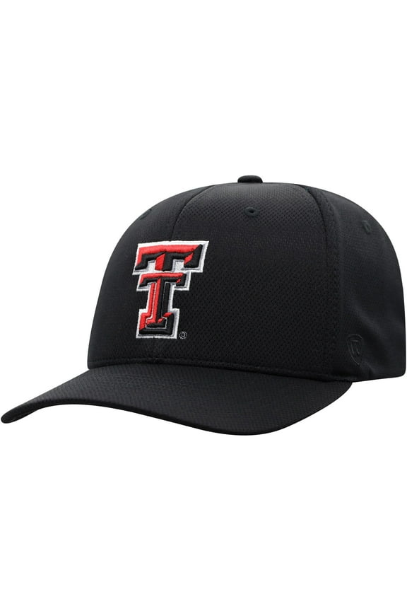 Men's Top of the World Black Texas Tech Red Raiders Reflex Logo Flex Hat
