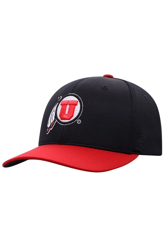 Men's-Top of the World  Black Utah Utes Reflex Fitted Hat