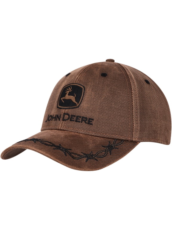 Men's Top of the World Brown John Deere Classic Oil Skin Adjustable Hat - OSFA