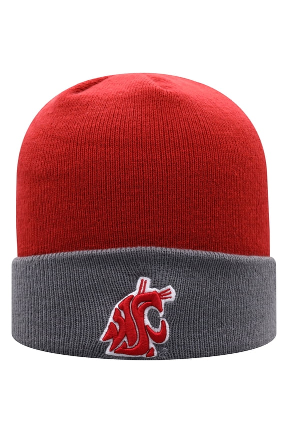 Men's Top of the World Crimson/Gray Washington State Cougars Core 2-Tone Cuffed Knit Hat