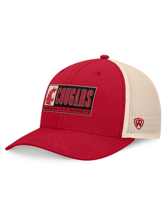 Men's Top of the World Crimson/Natural Washington State Cougars Bennett Trucker-Adjustable Hat