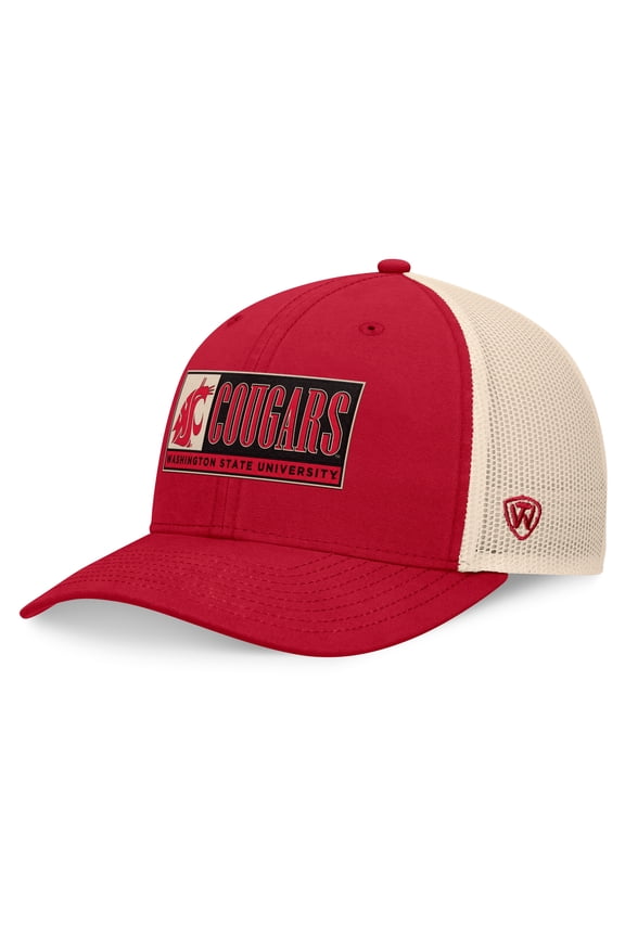 Men's Top of the World Crimson/Natural Washington State Cougars Bennett Trucker-Adjustable Hat
