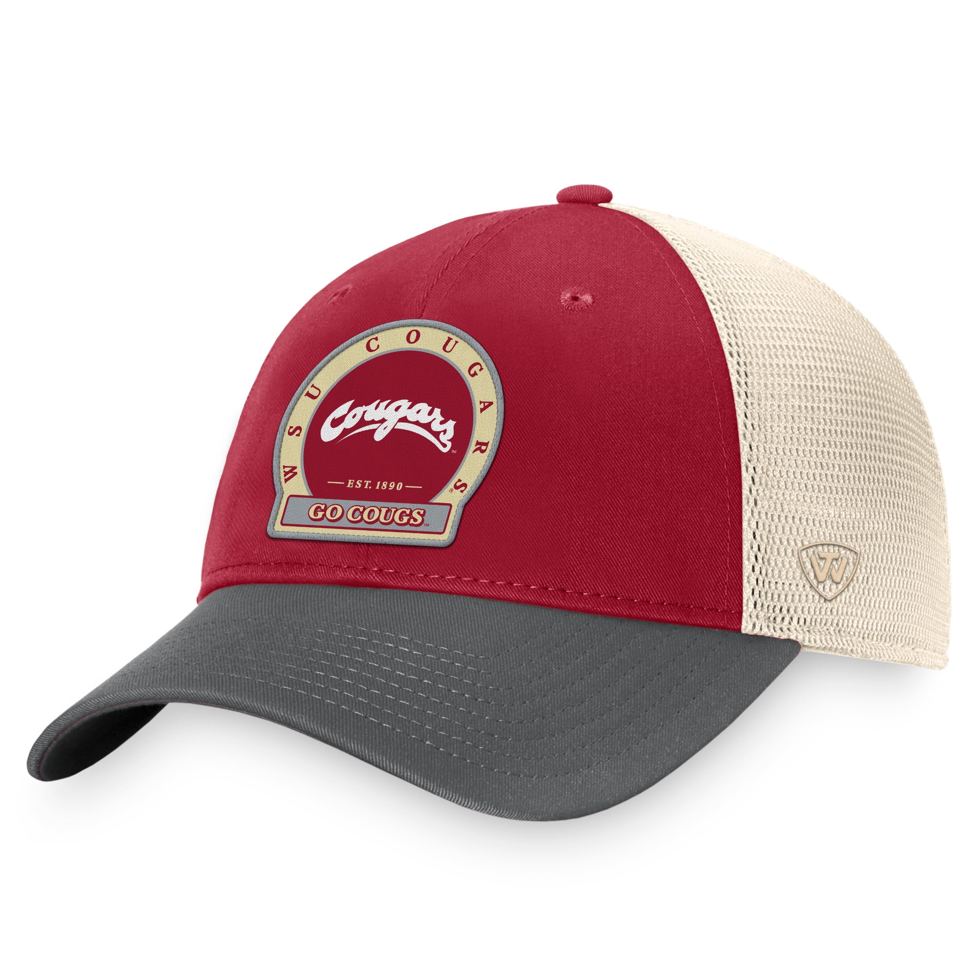 Men's New Era White/Crimson Washington State Cougars Court Sport Foam A-Frame 9FORTY Adjustable Trucker