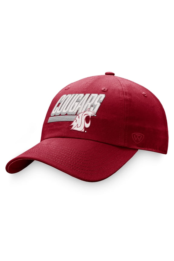 Men's Top of the World Crimson Washington State Cougars Slice Adjustable Hat