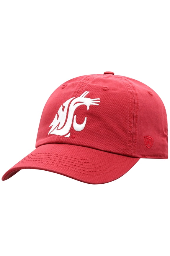 Men's Top of the World Crimson Washington State Cougars Team Logo Washed Adjustable Hat
