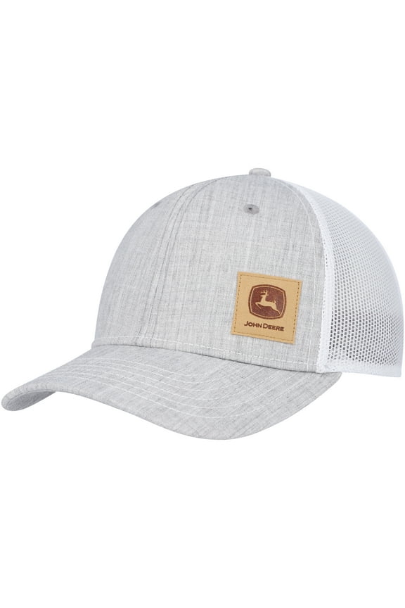 Men's Top of the World Gray John Deere Classic Suede Corner Logo Trucker Adjustable Hat - OSFA