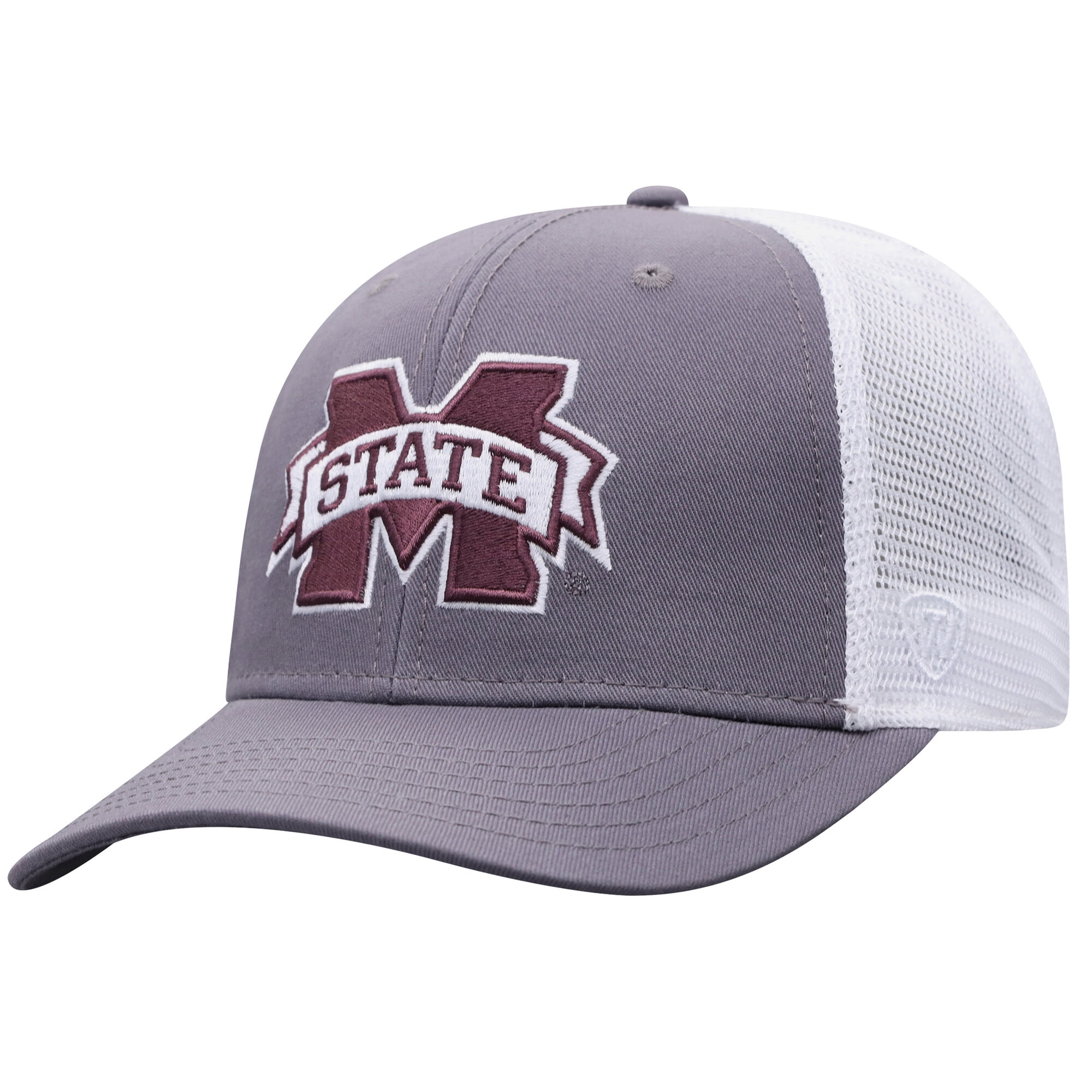 Men's Top of the World Gray/White Mississippi State Bulldogs Victory Baseline Trucker Adjustable Hat
