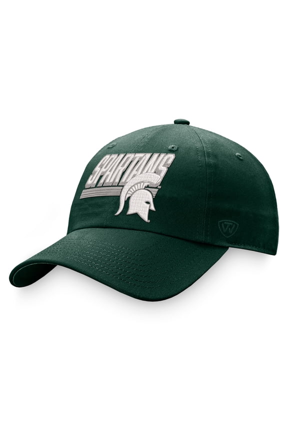 Men's Top of the World Green Michigan State Spartans Slice Adjustable Hat