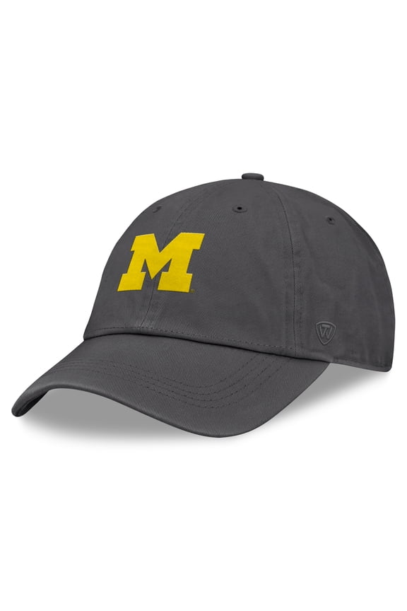 Men's Top of the World Heather Charcoal Michigan Wolverines Team Logo Washed Adjustable Hat