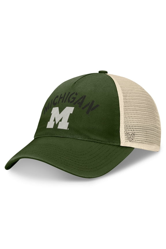 Men's Top of the World Hunter Green Michigan Wolverines OHT Military Appreciation Glory Trucker Adjustable Hat