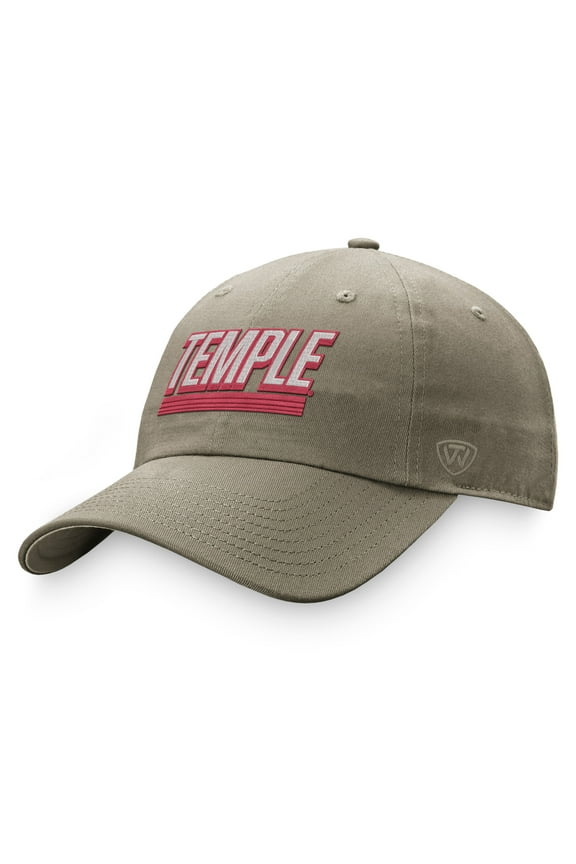 Men's Top of the World Khaki Temple Owls Slice Adjustable Hat