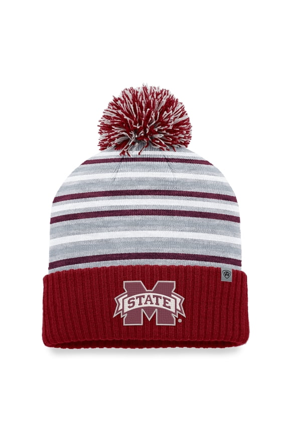 Men's Top of the World Maroon Mississippi State Bulldogs Dash Cuffed Knit Hat with Pom